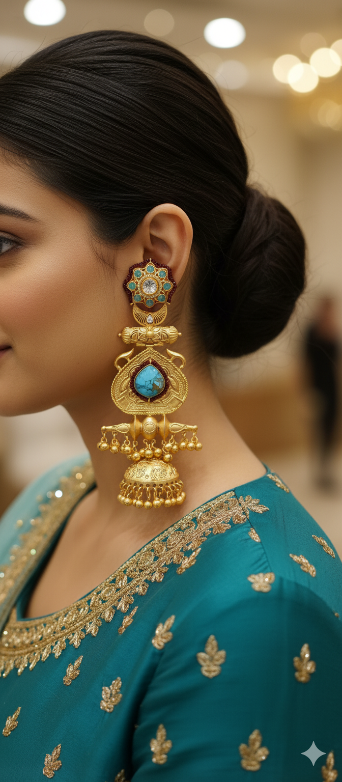 Amisha Jhumka-Turquoise